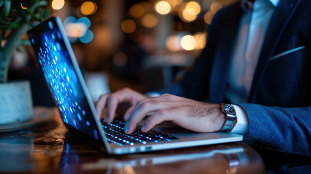 Businessman laptop using ,Social, media, Marketing concept