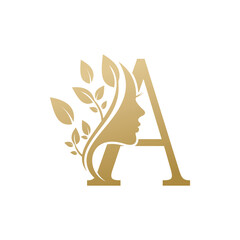 Beauty face design with letter A concept