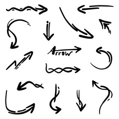 hand drawn arrows. Abstract Doodle Arrows Thin Line Black in many collections in vector illustration