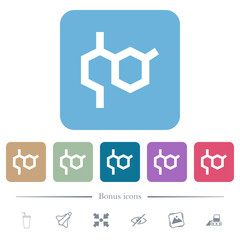 Chemistry molecule formula flat icons on color rounded square backgrounds