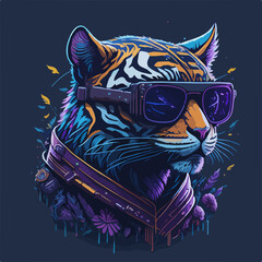 A fierce tiger with a trendy vibe and colorful flora - the perfect t-shirt design for the fashionable fantasy lover!