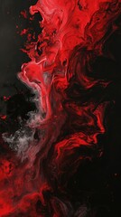 Black and Red Painting With White and Red Swirls