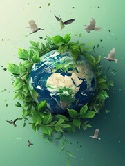 Earth day Poster background - generative ai