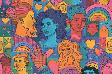 A flat and colorful illustration, concept of feminism and equal rights.