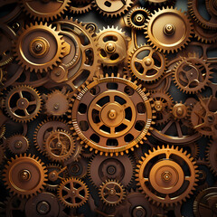 Steampunk-inspired gears and cogs background.