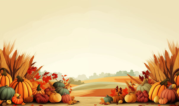 Thanksgiving and fall food and nature graphic design with copy spaceVirtual image , AI generated illustration,