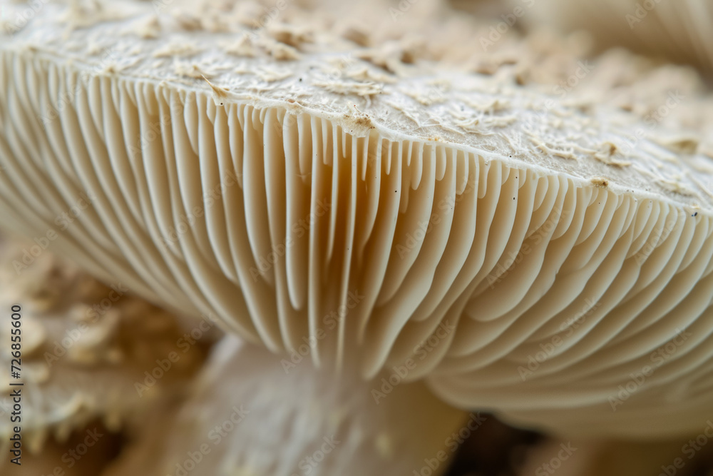 Poster mushrooms macro close-up. background with selective focus and copy space