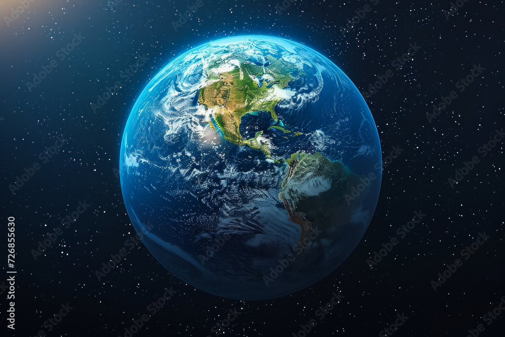 Poster abstract space and planet earth. background for design with selective focus and copy space.
