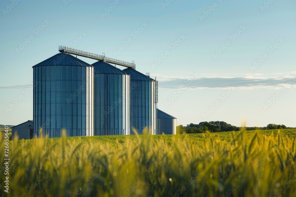 Poster elevator on a farm. background with selective focus and copy space