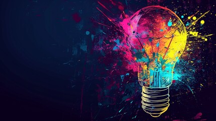 Colorful Light Bulb With Paint Splatters