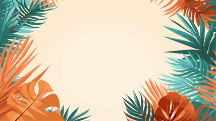 Fototapeta na wymiar Vector scene featuring bold and stylized palm leaves creating a tropical and lively backdrop that captures the essence of exotic foliage in a modern aesthetic. simple minimalist illustration creative