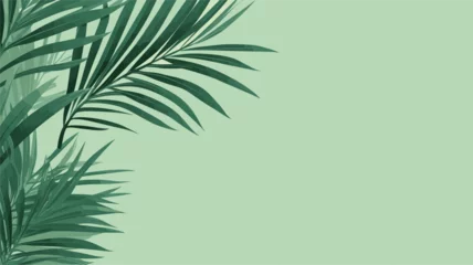 Fotobehang Vector illustration of overlapping palm fronds  capturing the tropical and exotic vibes associated with lush green leaves. simple minimalist illustration creative © J.V.G. Ransika