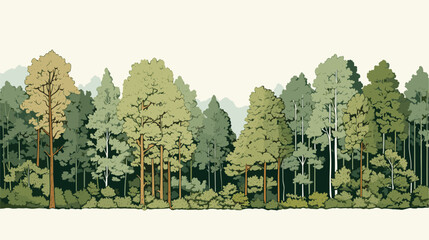 Dense woodland vector background featuring a lush forest canopy  capturing the dense and textured beauty of nature's woodlands in a visually captivating composition. simple minimalist illustration