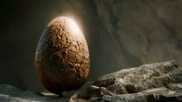 A fossilized egg with an embossed pattern indicating the possible use of camouflage by the nesting dinosaur species.