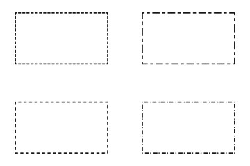 Simple decorative frames or borders of dashed lines – Rectangular outlines set