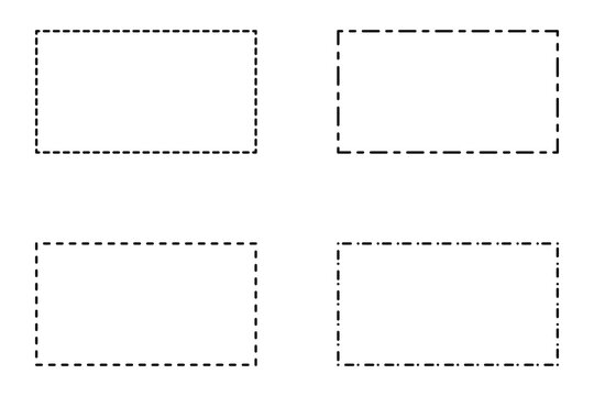 Simple decorative frames or borders of dashed lines – Rectangular outlines set