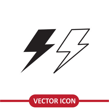 Lightning icon vector. Simple lightning sign or bolt liner illustration on white backgroun..eps