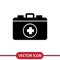 Obraz premium Medicine briefcase icon. First aid trendy style illustration for site and app on white background..eps
