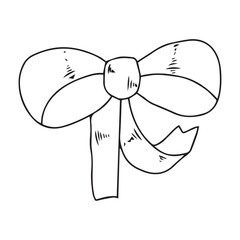 Hand drawn bows doodle isolated on white background.   decorative birthday holiday ribbons isolated on white background