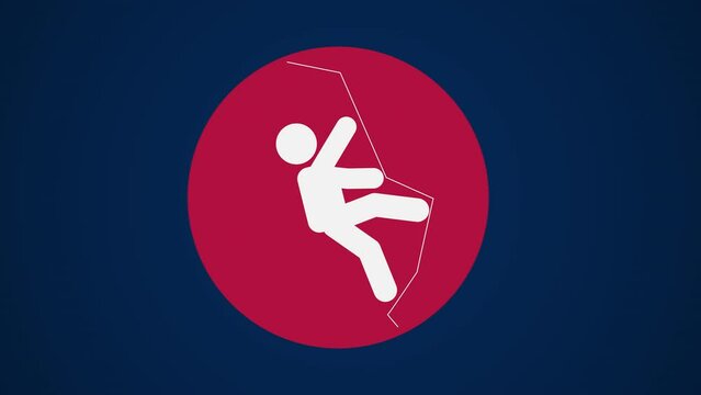 Pictograma de los Juegos Ol&iacute;mpicos de lado izquierdo  con el deporte escalada deportiva en fondo azul. 