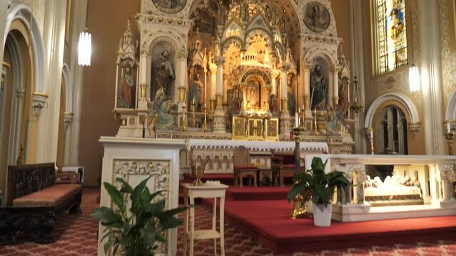 Altar of St. Michael Church, Old Town Chicago USA, Revealing Tilt Up