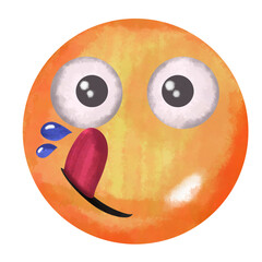 Yummy emoji watercolor illustration
