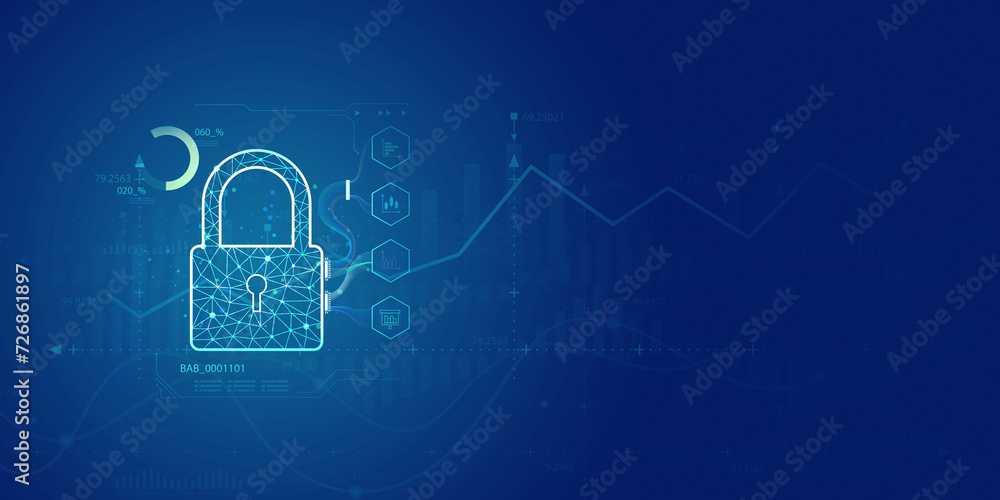 Aufkleber futuristic blue shield ethics and security abstract technology background. artificial intelligence d