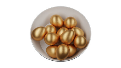 A plate of golden eggs for Easter
