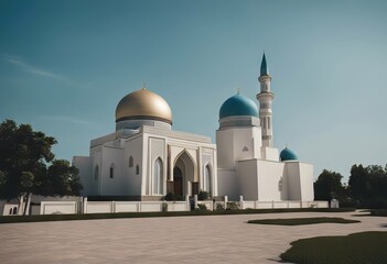 Fototapeta na wymiar blue simple amongst A mosque building sky