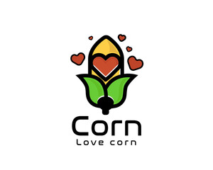 love heart valentine nature leaf farm corn logo icon symbol design template illustration inspiration