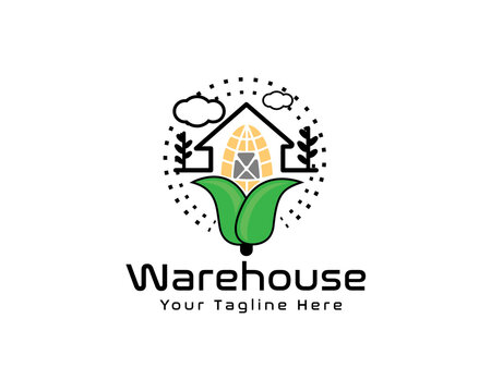 warehouse corn nature farm logo icon symbol design template illustration inspiration
