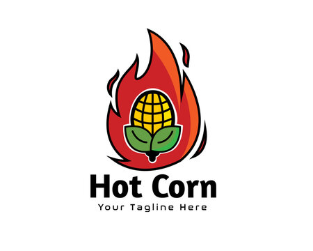 burn corn hot flame logo icon symbol design template illustration inspiration