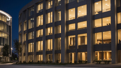 Fototapeta premium Business office windows at night