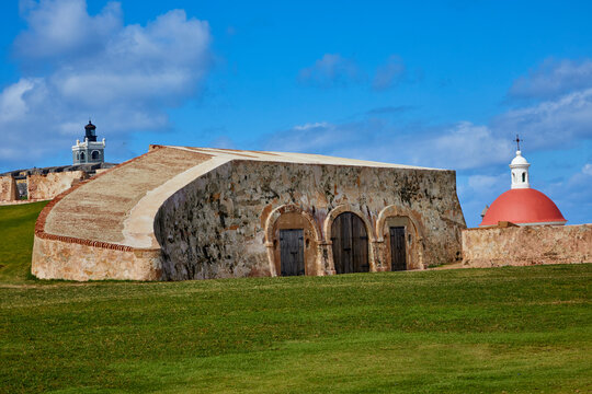 Jail cells in the ancient fort in Old San Juan Puerto Rico located in the thick walls of El Morro