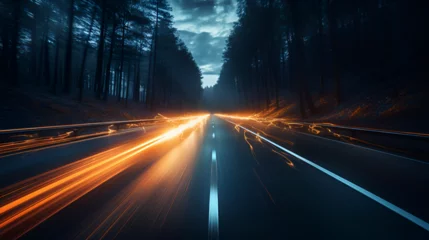 Foto auf Acrylglas long exposure of vehicles passing on the road © Altair Studio