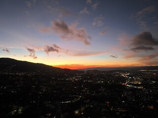 Magical sunset over the mountains of Escazu and San Jose
