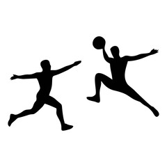 silhouette of a man jumping while playing basketball