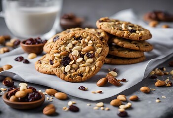 fruits Cookies dried free Florentine mixed nut Gluten seeds - obrazy, fototapety, plakaty