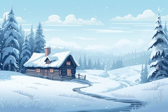 a quaint snow cabin
