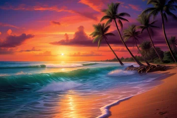 Cercles muraux Coucher de soleil sur la plage beautiful sunset on beach