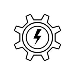 simple thin line gear with lightning black icon. stroke art style trend modern logotype graphic lineart web design isolated on white background. conce