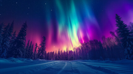 Colorful Northern Lights Landscape