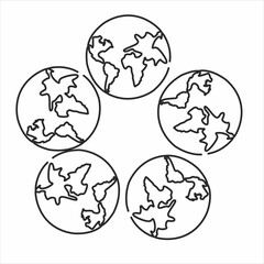 Earth globe one line drawing of world map vector illustration minimalist design of minimalism isolated on white background