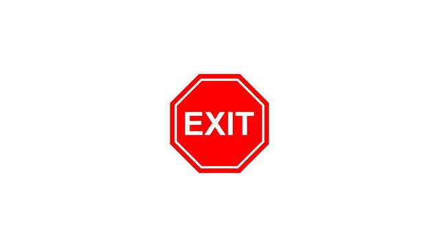 Exit Sign Icon Animation. Transparent background. 4K Video