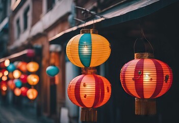colorful Beautiful lanterns street