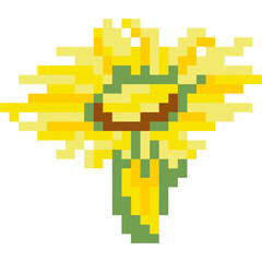 Flower cartoon icon in pixel style