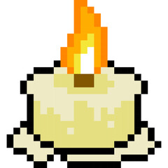 Candle cartoon icon in pixel style