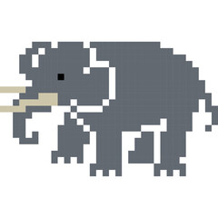 Elephant cartoon icon in pixel style