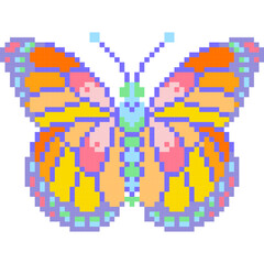 Butterfly cartoon icon in pixel style