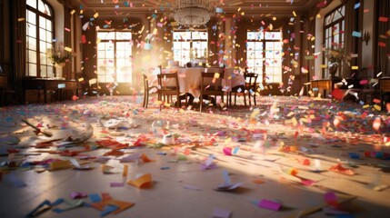 Atmosphere after the birthday party,After the joyous birthday bash or a splendid wedding celebration, 